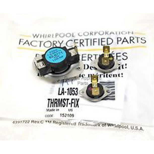 Genuine OEM Whirlpool LA-1053 Dryer Thermal Fuse and High Limit Thermostat Kit Genuine OEM Whirlpool LA-1053 Dryer Thermal Fuse and High Limit Thermostat Kit